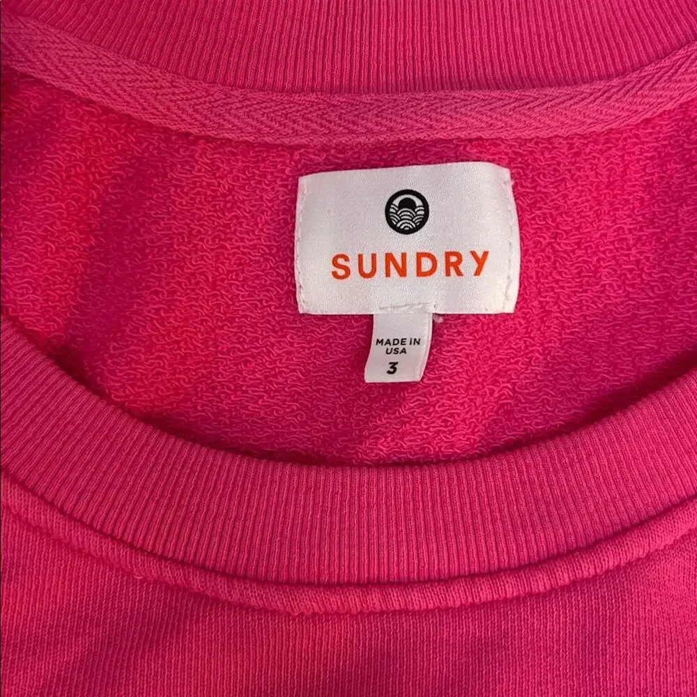 Anthropologie- Sundry La Mer Hot Pink Graphic Crewneck Sweatshirt - Picture 4 of 8